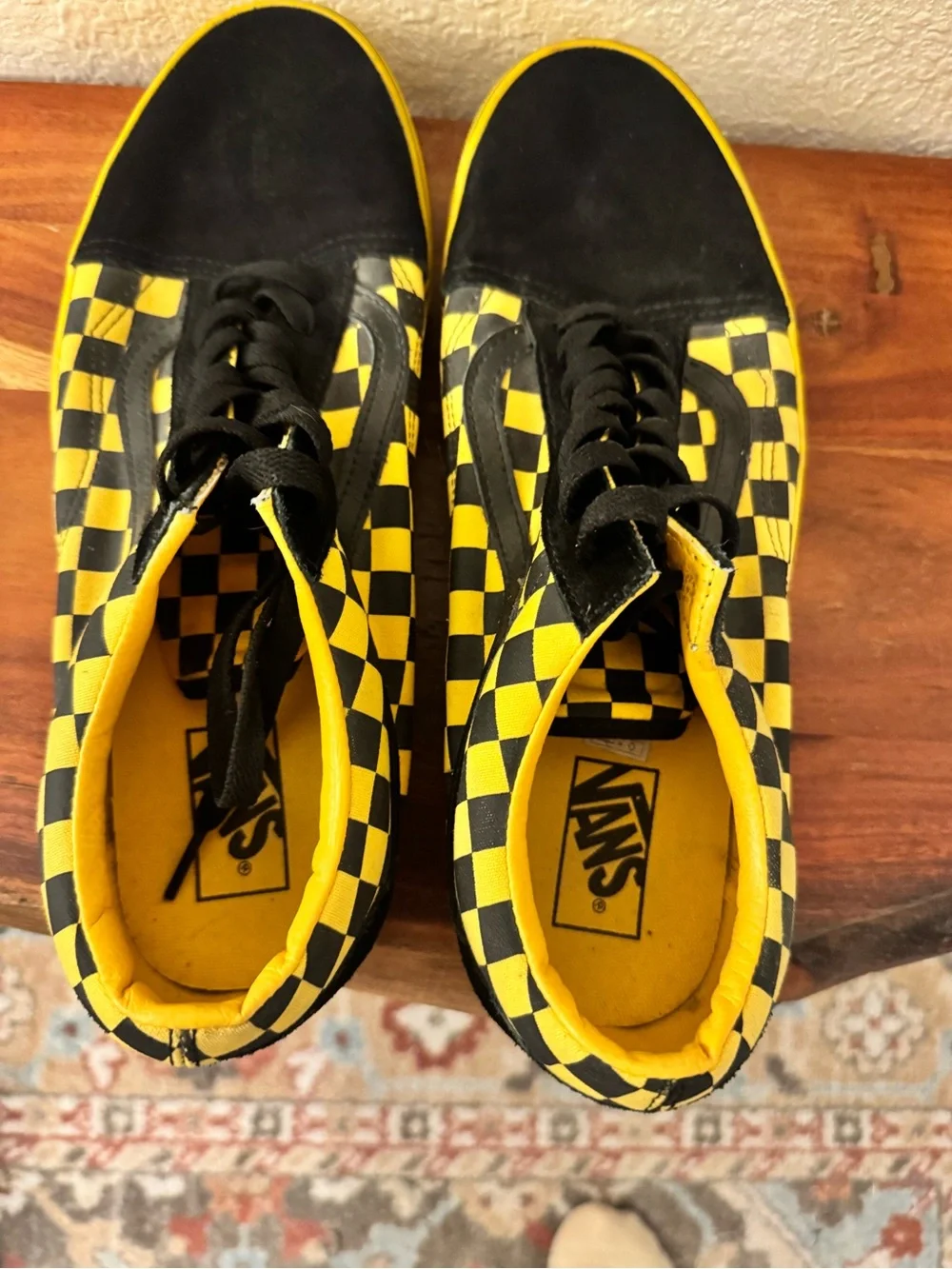 Vans Men's Black & Yellow Checkerboard Skate Sneakers